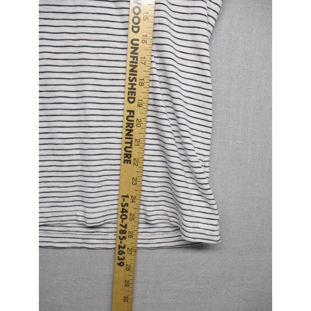 J.CREW White Black Striped Boho Chic Casual V-Neck Short Sleeve T-Shirt Size L - Picture 7 of 10